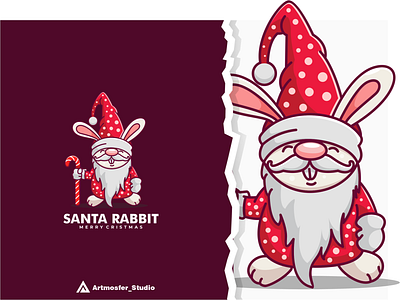 santa rabbit character mascot character cute design illustration logo mascot rabbit santa