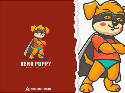 herro puppy character mascot bear branding character cute design herro illustration logo mascot puppy ui