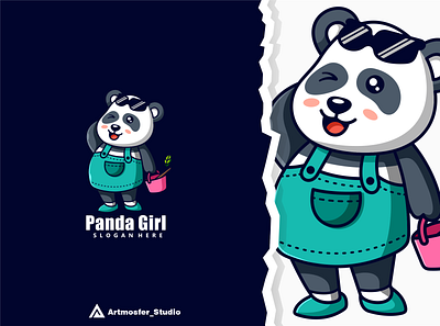 Panda girl character mascot character cute design girl illustration logo mascot panda