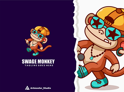 swage monkey character mascot character cute design illustration logo mascot monkey swage