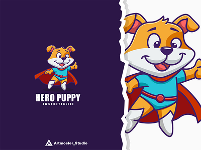 hero puppy character mascot character cute design hero illustration logo mascot puppy