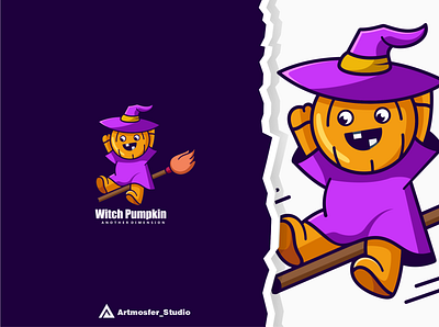witch pumkin character mascot character cute design illustration logo mascot pumkin witch