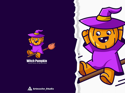 witch pumkin character mascot