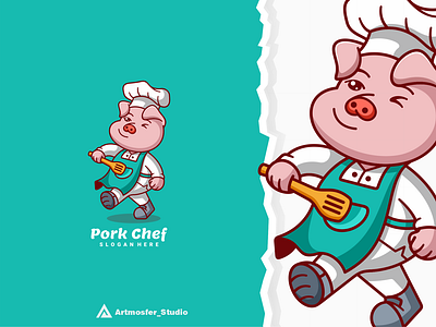 pork chef character mascot design