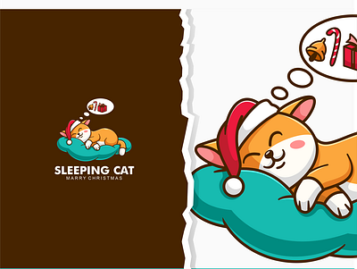 sleeping cat character mascot cat character cute design illustration logo mascot sleeping