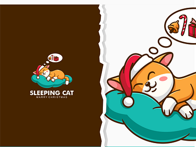 sleeping cat character mascot