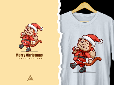 monkey chatracter mascot design ,Santaclaus,merry christmas character cute design illustration logo mascot merry christmas monkey santaclaus