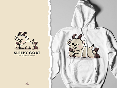 slepy goat character mascot character cute design goat illustration logo mascot