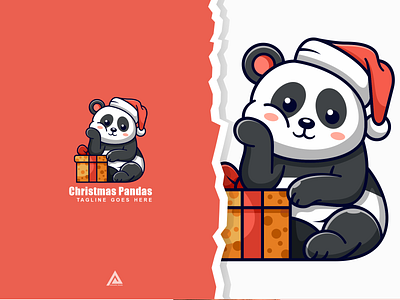 cute panda christmas character mascot character christmas cute design illustration logo mascot panda