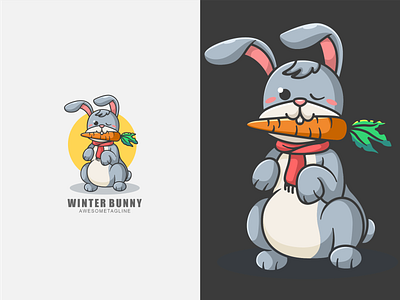 winter bunny character mascot