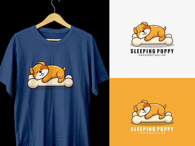 sleeping puppy character mascot design character cute design illustration logo mascot puppy sleeping