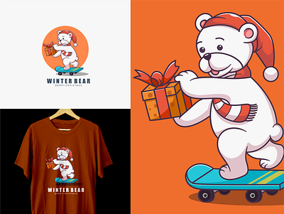 Winter bear character mascot bear character cute design illustration logo mascot winter