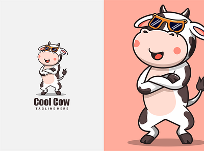 cool cow characetr mascot character cool cow cute design illustration logo mascot