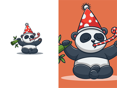 Cute Party panda character mascot character christmas cute design illustration logo mascot new years panda party