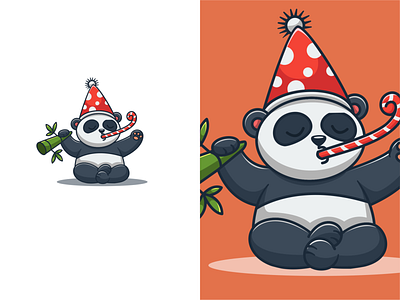 Cute Party panda character mascot