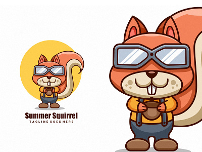 Summer Squirrel Character Mascot character cute design illustration logo mascot squirrel summer