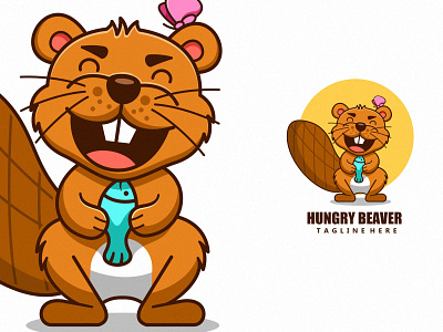 Hungry Beaver Character Mascot beaver character cute design hungry illustration logo mascot