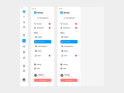 Sidebar Navigation - Kerjaa app dashboard design exploration menu sidebar sidebarnavigation sidemenu tabs ui uidesign uiuxdesign ux uxdesign website