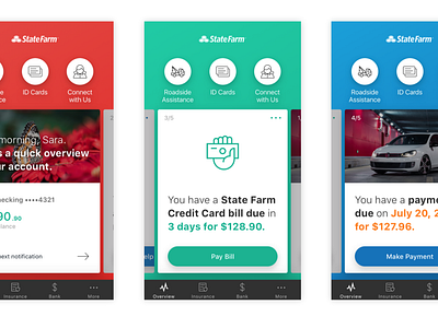 State Farm app redesign banking card ui hero insurance redesign roadside assistance ux ux design