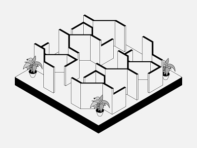 Concept Office Cubicle Layout architecture design illustration interiors isometric isometric illustration minimal vector