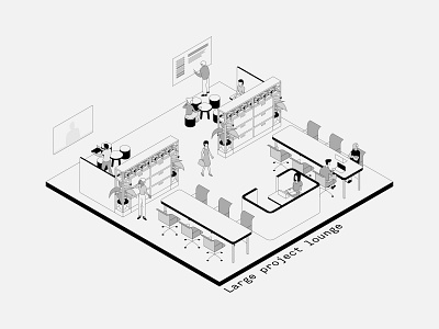 Isometric Office Spaces: 7-9 architecture design illustration interiors isometric isometric illustration minimal typography vector