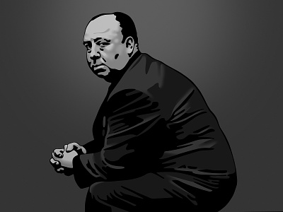 Master of Horror alfred hitchcock blackandwhite canvas illustration portrait print procreate