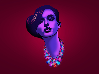 Female Portrait female girl illustration jewelry minimal pop procreate purple purple hair redesign woman
