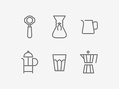 Icons related to coffee chemex coffee french press glass glyph icon moka pot portafilter