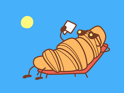 Mr. Croissant blue comic croissant cute illustration procreate sunny
