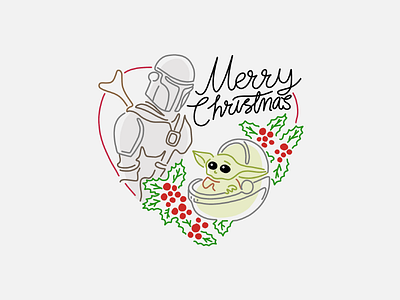 Merry Christmas! baby yoda illustration mandalorian merry christmas procreate yoda