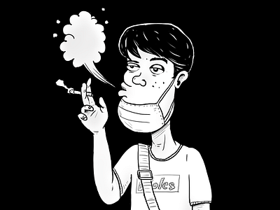 Covidiot black and white bw covid covid 19 covidiot face mask illustration smoking