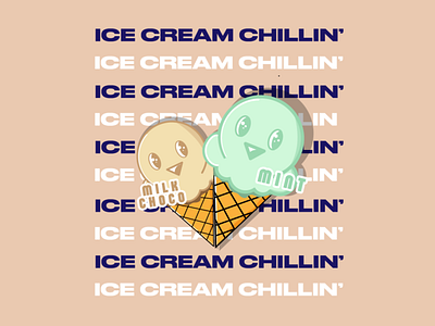 ICE CREAM CHILLIN' design illustration