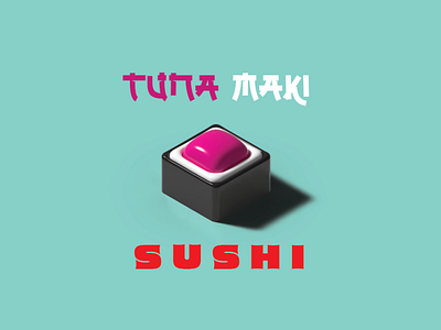 3D TUNA SUSHI graphic design illustration