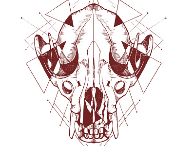 Wolf Skull Tattoo Design lines maroon shades sketch tattoo wolf