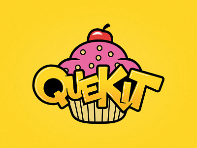 QueKit cake cherry children cupcake funny identity kids lettering logotype pastelería la salle saltillo symbol