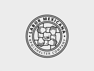 Labor Mexicana: Logo 2 bpo branding hands identity industry logistics logo design logotype quality seal shelter wip logo
