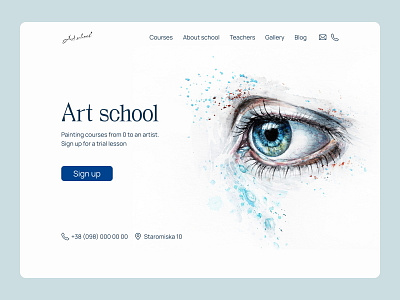 The first screen for the drawing course site artstudio design first screen hero screen illustration landing page ui uiux ux web website