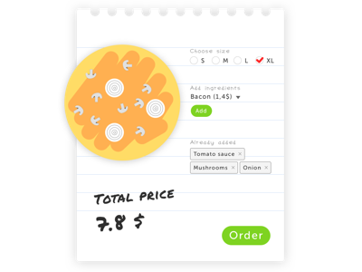 20 of 100 @Widgetmania button dropdown handwrite marker paper pizza price radiobutton tags widget