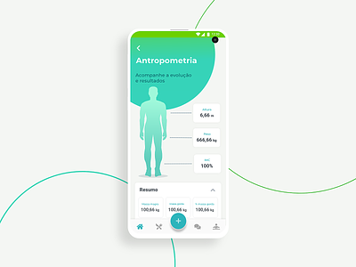Anthropometry screen - Dietbox Patient app 2019 app design mobile ui ux visual