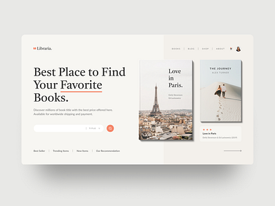 Libraria - Book Store Hero Section design graphic design ui