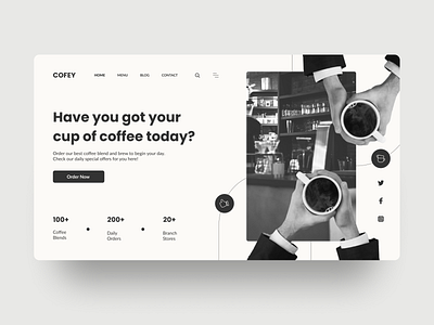 Cofey - Coffee Shop Hero Section design graphic design ui