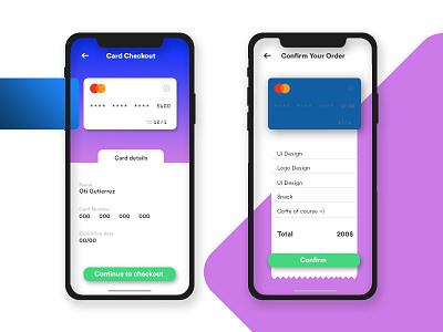 Card Checkout Interface checkout invoice iphone x ui user interface ux