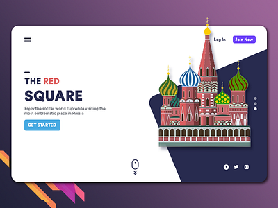 Russia Red Square Landing Concept flat design form russia ui design ui food ui menu ui web ux design world cup