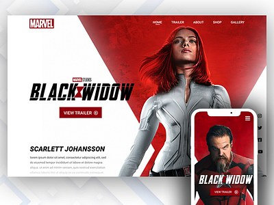 Black Widow - Landing Page Concept avengers black widow iphone x landing marvel ui ui web uidesign user interface ux web design web designer web developement wordpress