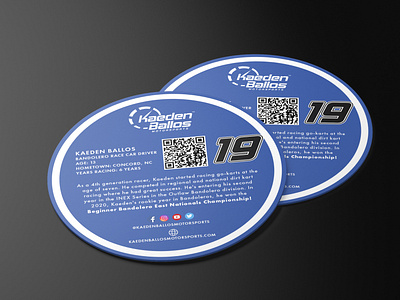 Kaeden Ballos Motorsports  Promotional Coaster Design - Back