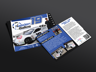 Kaeden Ballos Motorsports Promotional Hero Card Design branding design graphic design hero card logo