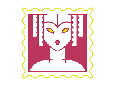 art deco art deco design flat girl illustration stamp vector