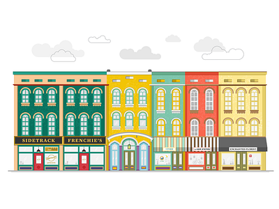 depot town, ypsilanti building city colorful depot design flat illustration michigan store storefront texture town vector ypsilanti