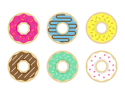 half dozen 🍩 baking colors design donut donuts illustration six sweet texture vector