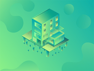 Space Building 3d animation building flat gif space